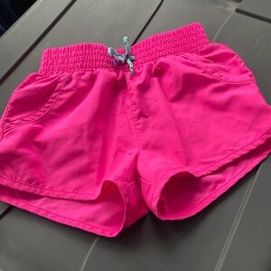 Bright Pink Elastic Waist Shorts